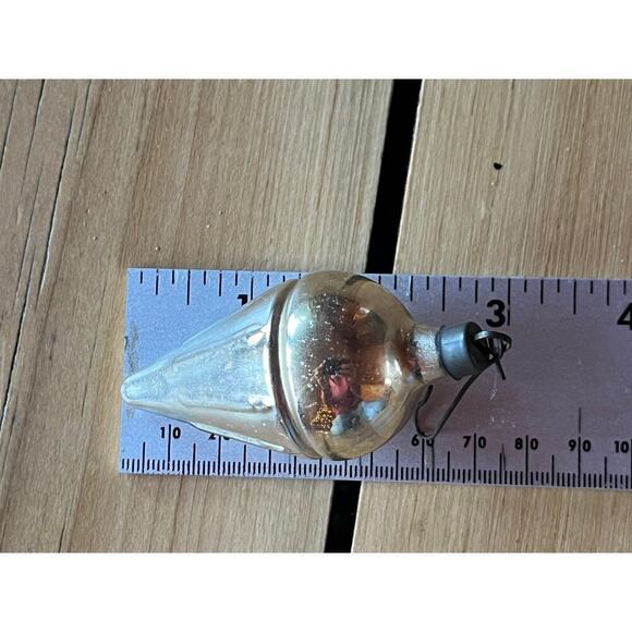 Vintage Glass Outdent ICE CREAM CONE Drop Christmas Ornament Shiny Brite - Picture 4 of 4